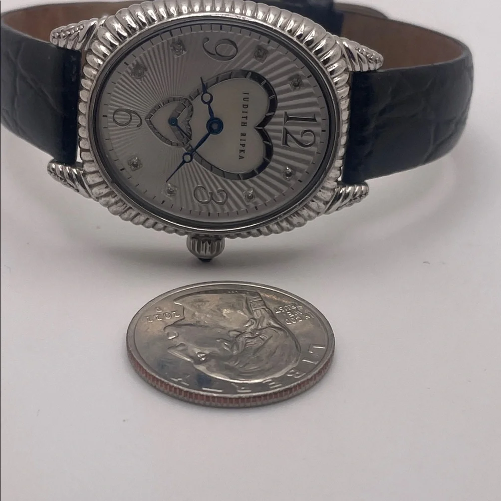 Judith Ripka 925 Silver Watch with Black Strap
